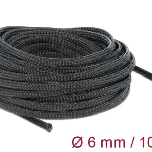 Delock flettet kabelstrømpe 10m x 6mm – svart v:6624624